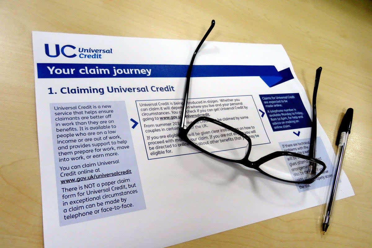 A Universal Credit application form  (PA Archive)