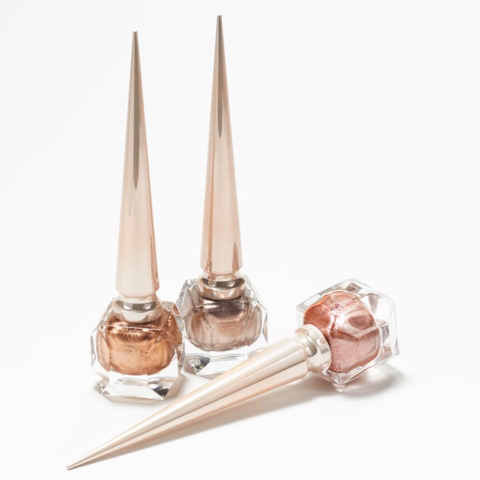 The Christian Louboutin Metalinudes collection launches today with three sparkly new shades of nail polish and lip gloss.