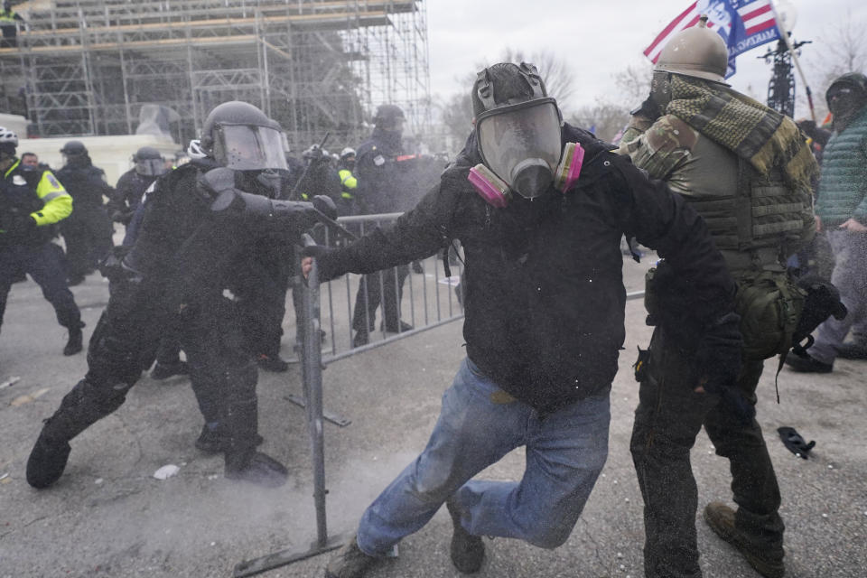 Rioters at the U.S. Capitol on Jan. 6, 2021, in Washington. (AP Photo/Julio Cortez)