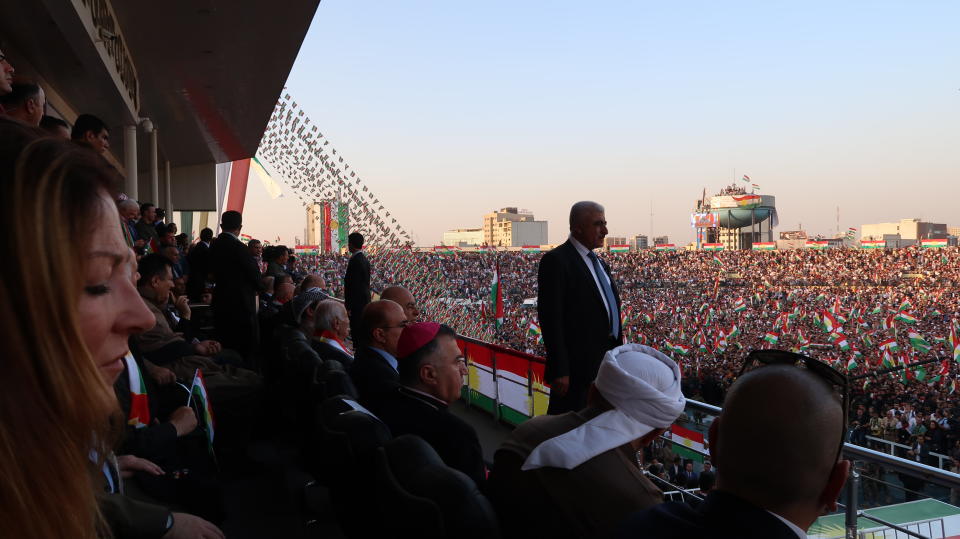 Kundgebung vor dem kurdischen Unabhängigkeitsreferendum in Erbil (Bild: Tobias Huch)