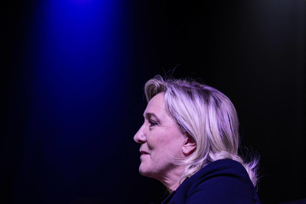 Marine Le Pen, trois fois candidate à la présidentielle et deux fois au second tour face à Emmanuel Macron, à Hénin-Beaumont le 29 janvier 2023. (Photo by Sameer Al-DOUMY / AFP)