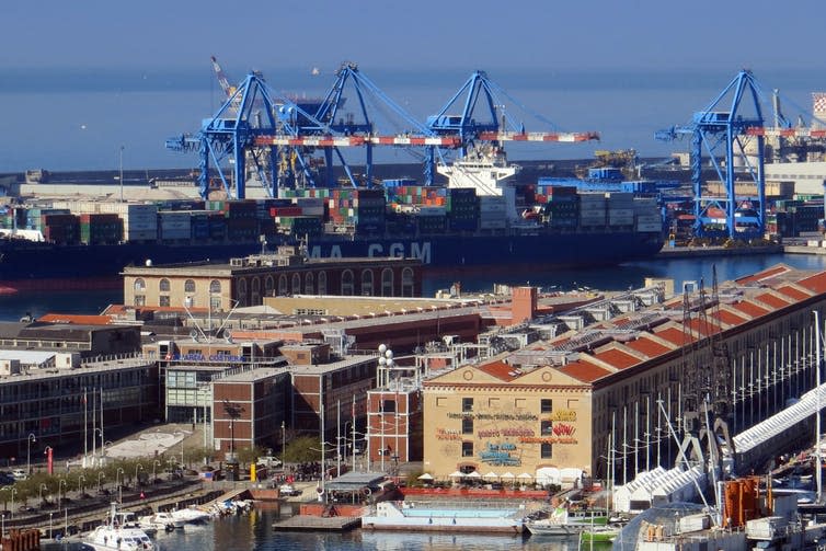 <span class="caption">The port of Genoa could soon be the scene of Chinese investment.</span> <span class="attribution"><a class="link " href="https://www.flickr.com/photos/runneralan/17030089127/in/photolist-rWTEbk-deRN6r-aVHRZX-djya5d-W8QSMA-9hfpT6-9iPpW3-dEsmVb-g8F35f-22thXDw-NZMKxi-8AW8tW-rP8nYa-ovaXA7-ognRMX-cEuEkG-9iL2wr-oQsgTc-9r32zC-2bDWTXC-otEc5X-NZPLUc-PJmNTL-9heyGx-2bDWE5s-p8WNtX-K6cqKt-fMsQ4V-vkKyT-8VHyNj-HzJQg-bd3FmB-jEmB39-2dy6R2N-p8Xx7G-9iNZvJ-ftJMnd-9hebqk-5P62ce-bdcDBr-9hesaM-rUromM-oPFAFc-9hfn1p-ohm6Tv-7kxDYt-aVJ2C2-azGh6L-pvRoKu-p8XZQF" rel="nofollow noopener" target="_blank" data-ylk="slk:Alan Kotok / flickr;elm:context_link;itc:0;sec:content-canvas">Alan Kotok / flickr</a>, <a class="link " href="http://creativecommons.org/licenses/by/4.0/" rel="nofollow noopener" target="_blank" data-ylk="slk:CC BY;elm:context_link;itc:0;sec:content-canvas">CC BY</a></span>