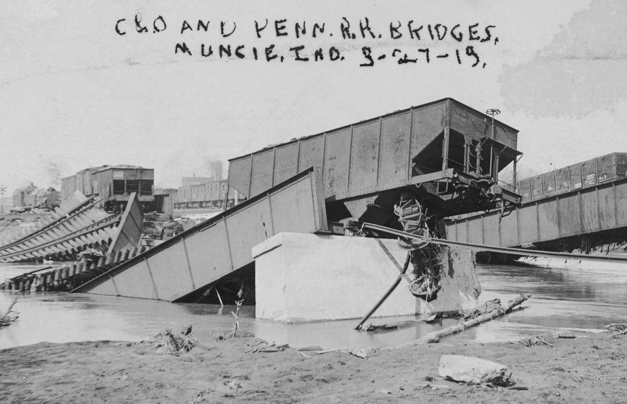 Wrecked C.&O. and Pennsy Bridges after the Great Flood of 1913.