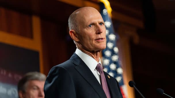 PHOTO: Senator Rick Scott speaks during a news conference in Washington, July 26, 2022. (Bloomberg via Getty Images, FILE)