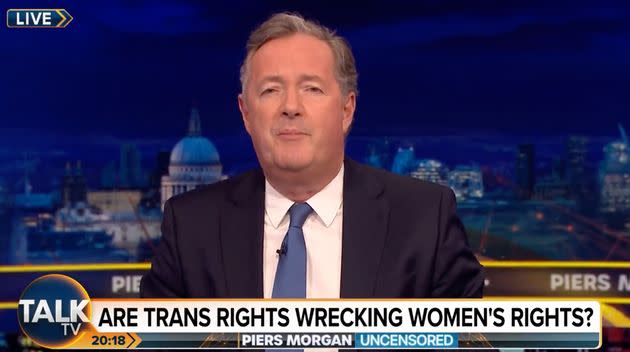 Piers Morgan seconds after a guest dropped the C-bomb on his show (Photo: Talk TV)