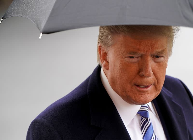 U.S. President Trump departs from the White House in Washington