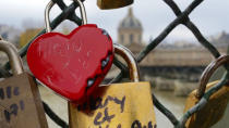 <p>“Love Locks” have taken over the Pont des Arts footbridge in Paris. Couples swarm all over to find an empty space to place their symbol of everlasting devotion to each other. Last summer the locks were removed due to structural concerns, however I’m sure that even though the tradition is over, the love continues.</p><p><i>(Photo: Sherry Ott/Ott’s World)</i></p>