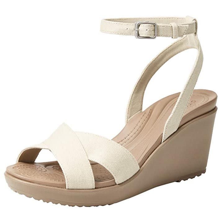 10) Leigh II Cross-Strap Ankle Wedge Sandal