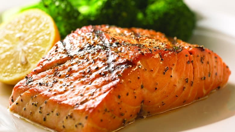 Cool River salmon and broccoli