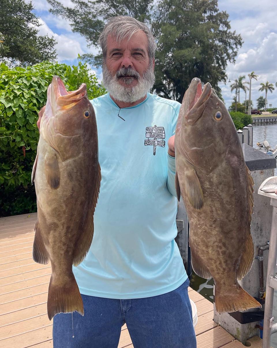 Johnny Jordan of Zephyrhills caught these keeper size gag grouper on light tackle while mangrove snapper fishing in lower Tampa Bay with Capt. Capt. John Gunter this week.
