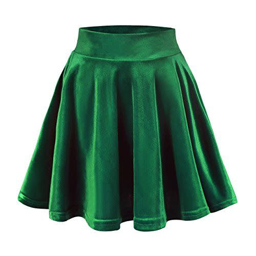 17) Velvet Stretchy Mini Flared Skater Skirt