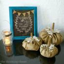 <p>Cut circles of burlap, stuff with newsprint or other scraps, and cinch with rough twine stitching. These are easy to make in bulk, and cluster around the home for rustic fall decor.</p><a href="https://www.thinkingcloset.com/2013/09/19/burlap-book-page-pumpkins-with-myfavoritebloggers/" rel="nofollow noopener" target="_blank" data-ylk="slk:Get the tutorial at The Thinking Close t»;elm:context_link;itc:0;sec:content-canvas" class="link "><em>Get the tutorial at The Thinking Close t»</em></a><br>