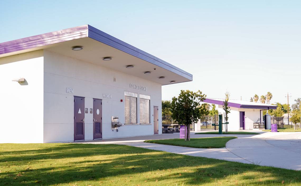 A new concession stand at the Livingston High School football stadium was part of a $5.8 million project that included new bleachers, ticket booth, restrooms and a new all-weather track by the Merced Union High School District.