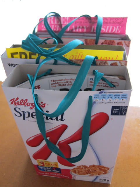 7. Cereal box gift bags