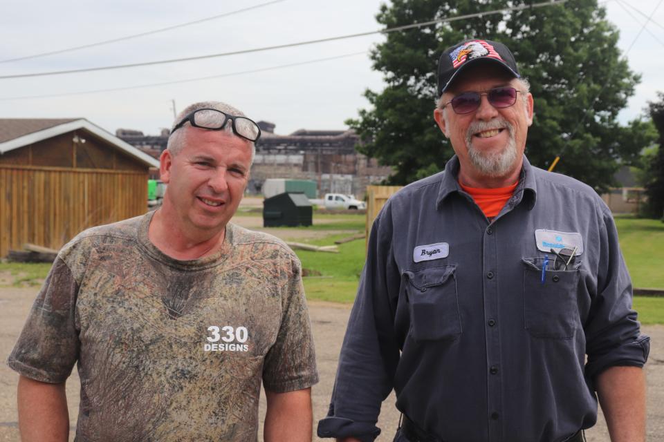 Former United Steelworkers Local 1200 President, Todd Fitzgibbon, left, stands with the former union's vice president, Bryan Rice. Local 1200 represented about 270 employees at Republic Steel in Canton.