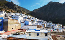 <p>Surrounded by mountains and located near the Mediterranean Sea, Chefchaouen stays much cooler than Morocco's desert cities further south.</p>