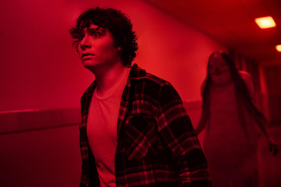 Austin Zajur is menaced in 'Scary Stories to Tell in the Dark'. (Credit: eOne) 