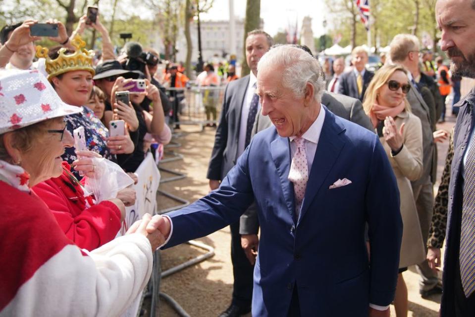 King Charles III on a walkabout outside Buckingham Palace