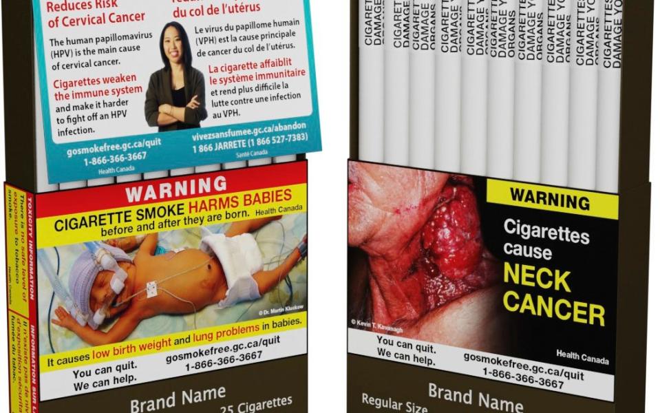 Phrases and graphic images already appear on cigarette packets in Canada - Health Canada/The Canadian Press