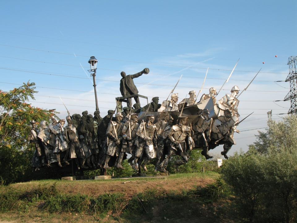 FILE - In this file photo taken on Aug. 13, 2009, the Bela Kun Memorial is displayed in Memento Park, along with other Communist era statues. (AP Photo/Carey J. Williams, File)