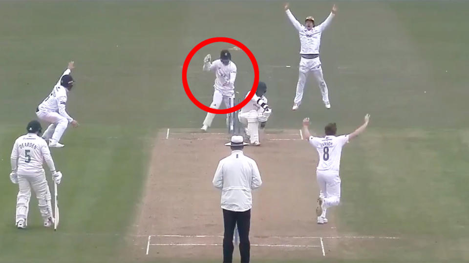 Lewis McManus' stumping of Hassan Azad has led to outrage in the cricket world. Pic: Wisden