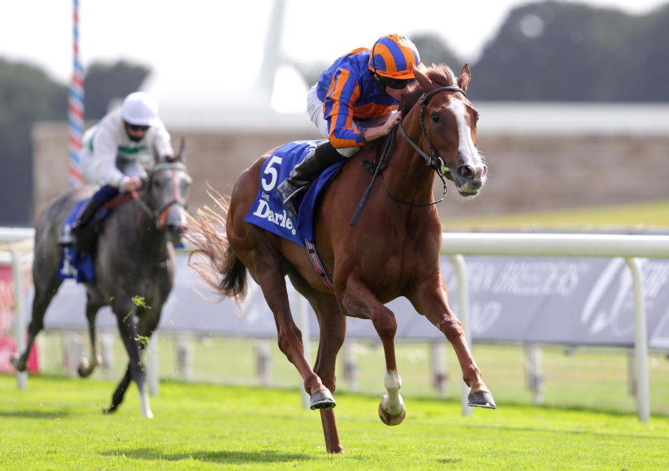 Love ridden by Ryan Moore wins the Darley Yorkshire Oaks during day two of the Yorkshire Ebor Festival at York Racecourse. 