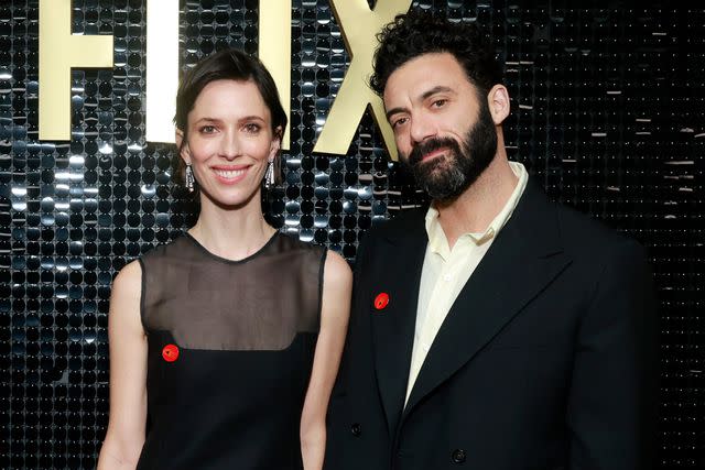 <p>Emma McIntyre/Getty</p> Rebecca Hall and Morgan Spector at the 2024 Netflix SAG Celebration at Chateau Marmont on Feb. 24, 2024 in Los Angeles.