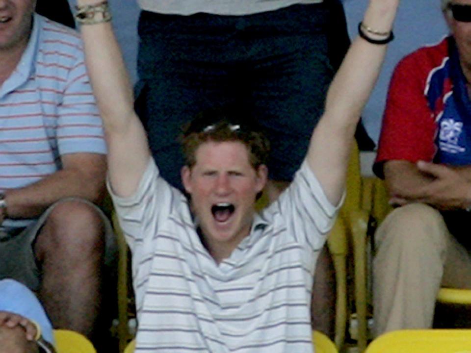 Prince Harry watches a cricket game in 2007.
