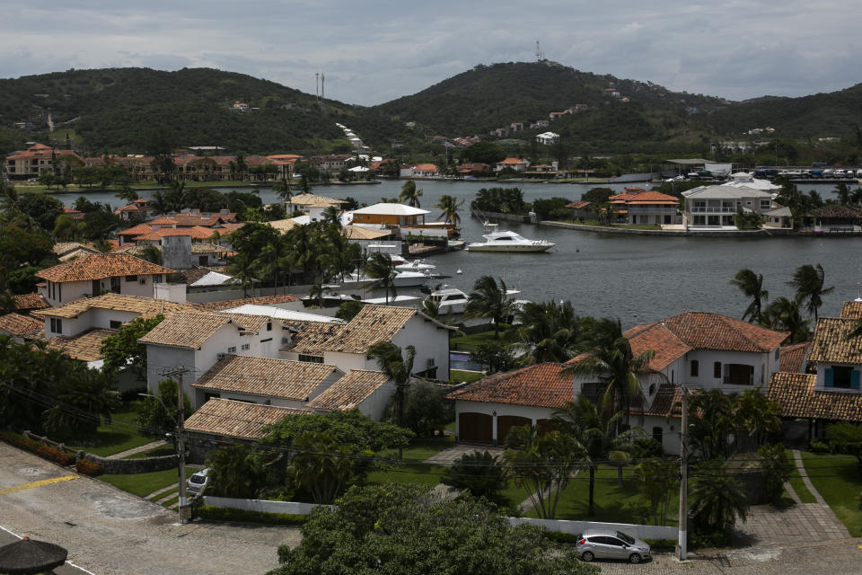 A view of the luxury condominium where former waiter-turned-multimillionaire Glaidson Acacio dos Santos had a home in Cabo Frio, Brazil, Wednesday, Dec. 15, 2021. Dos Santos, the founder of G.A.S Consulting & Technology, a cryptocurrency investment firm, is the central figure in what is alleged to be one of Brazil’s biggest-ever pyramid schemes. (AP Photo/Bruna Prado)