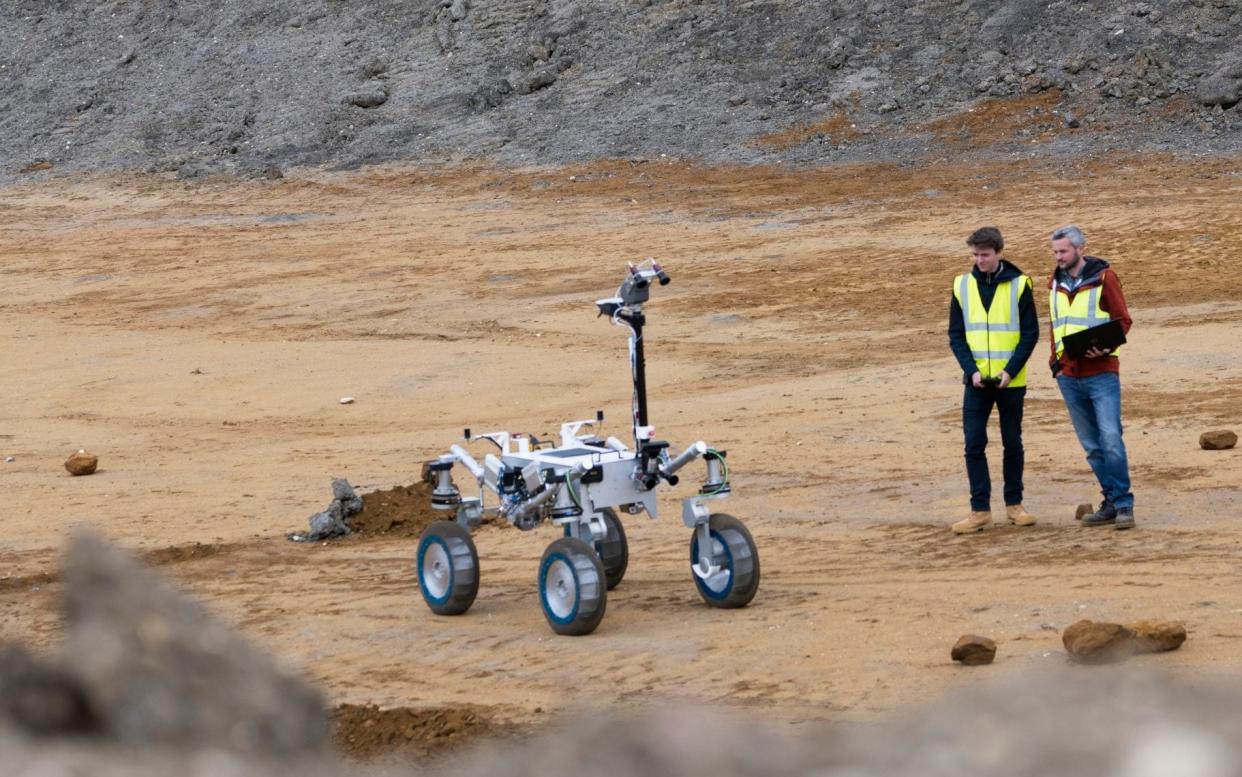 The Sample Fetch Rover being put through its paces in a quarry near Milton Keynes - David Rose for The Telegraph 