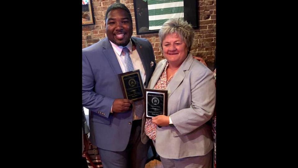 Dawn Elser and Tron Young were honored as Superintendent and Principal of the Year in 2019 by the Illinois Principal Association Southwest Region for their work at Central School District 104.
