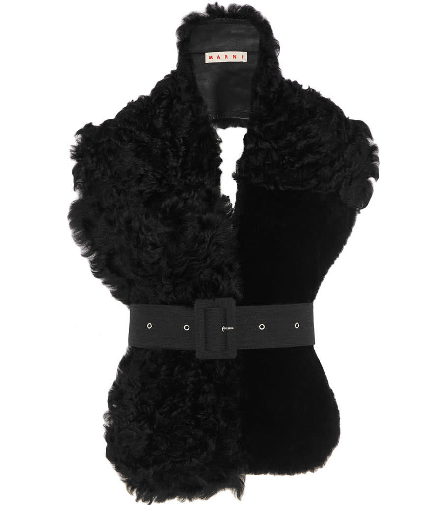 Marni Belted Leather and Shearling Scarf