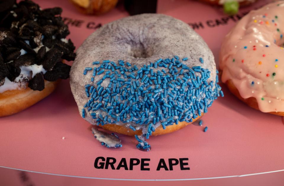 The Grape Ape doughnut, September 7, 2023, at Voodoo Doughnuts, 1324 S. Rural Road in Tempe, Arizona.