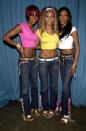 <p> We loved a lot of lace-up items in the '00s, from tops to shoes and everything in between. What I particularly enjoy about these (matching!) Destiny's Child jeans, though, is that the lace ups aren't just at the bottom, but continue all the way to the pockets as well. </p>