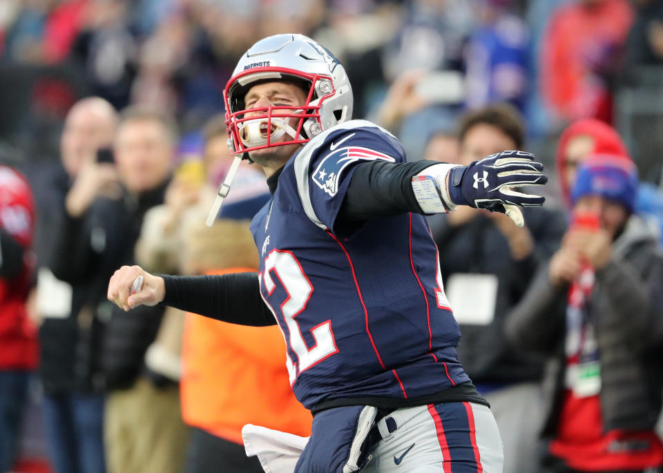 New England Patriots quarterback Tom Brady was fired up to play the Bills. (Photo by Matthew J. Lee/The Boston Globe via Getty Images)