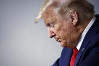 President Donald Trump speaks during a coronavirus task force briefing at the White House, Sunday, March 22, 2020, in Washington. (AP Photo/Patrick Semansky)