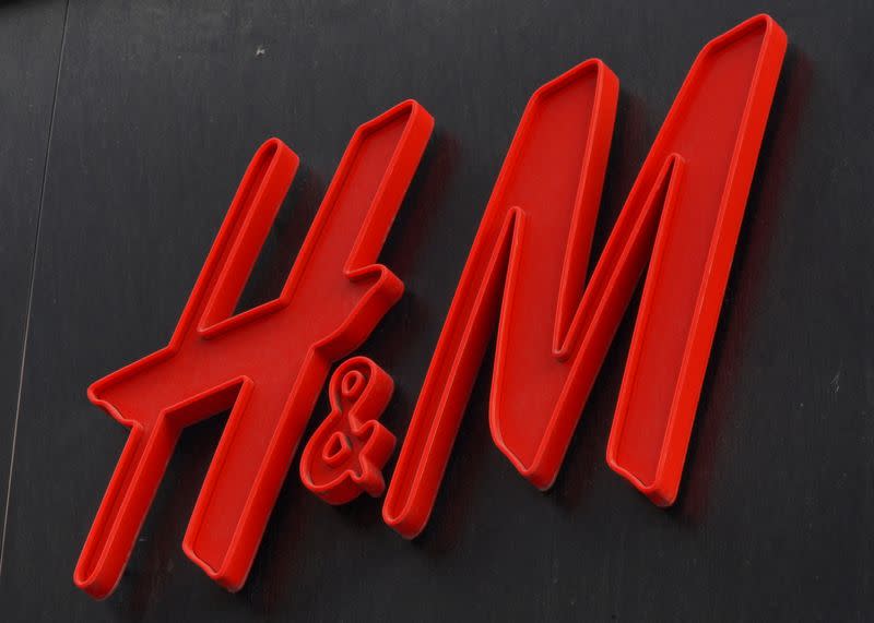 FILE PHOTO: The logo of fashion retailer H&M is seen on display outside a store in Stockholm