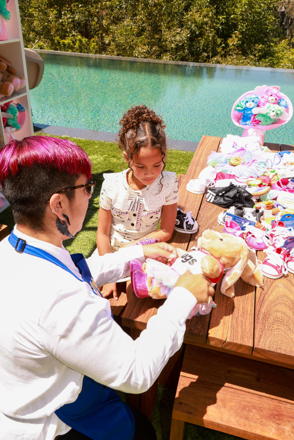 Chrissy Teigen and daughter Luna celebrate Mother’s Day with new furry friends from Build-A-Bear. (Maxim Smirnov / MXM Agency)