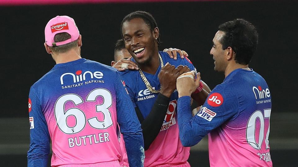 File picture of Jofra Archer celebrating a wicket with his RR team-mates.