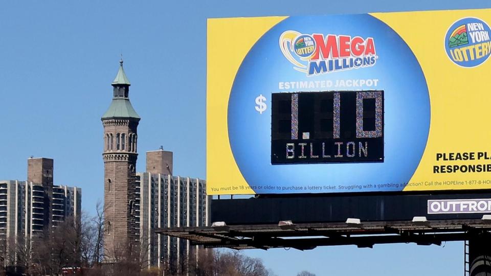 PHOTO: MA display off of the Major Deegan Expressway shows the Mega Millions jackpot at $1.1 billion dollars, on March 24, 2024, in New York. (John Angelillo/UPI viaShutterstock)