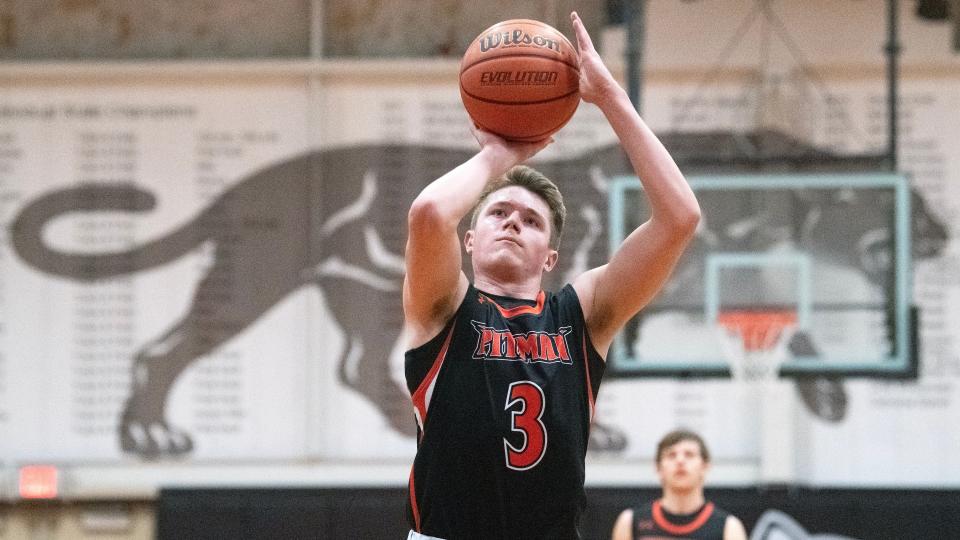 Pitman's Elijah Crispin shoots a foul shot during the boys basketball game between Pitman and Salem played at Pitman High School on Tuesday, January 23, 2024. Crispin reached and surpassed the 1,000th career points milestone during Pitman's 71-60 victory over Salem.
