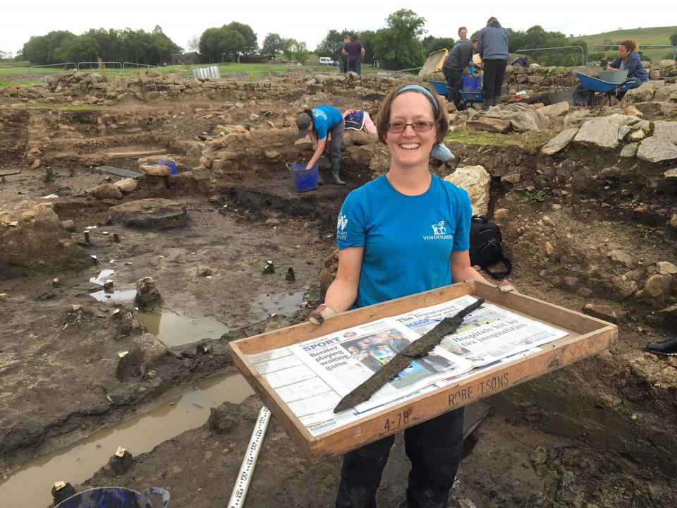 It's rare to find intact metal swords from this era, but archaeologists discovered two, in two separate rooms, at Vindolanda. <cite>The Vindolanda Trust</cite>
