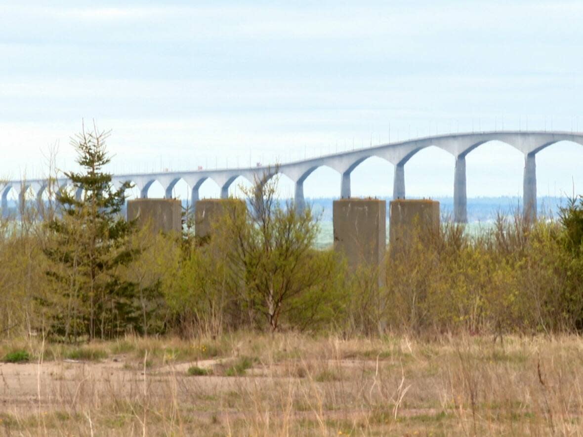 The old fabrication yard was used when the Confederation Bridge was built in the 1990s, but has since become what many call an eyesore. (Jessica Doria-Brown/CBC - image credit)