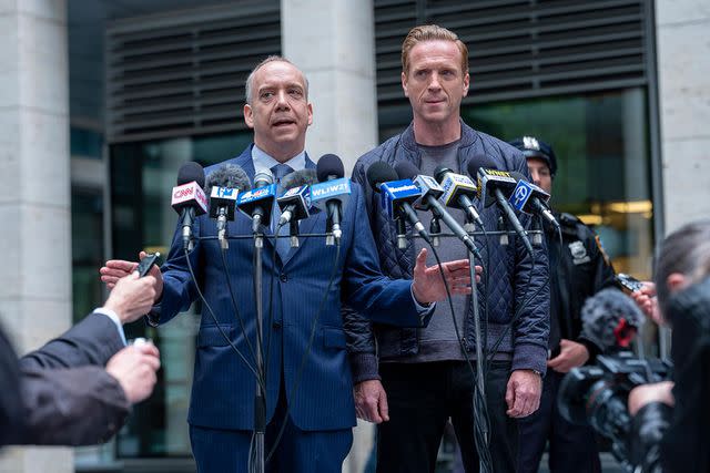 <p>Laurence Cendrowicz/SHOWTIME</p> Paul Giamatti as Chuck Rhoades and Damian Lewis as Bobby "Axe" Axelrod in 'Billions'