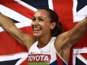 Jessica Ennis-Hill of Britain celebrates winning the women's heptathlon during the 15th IAAF World Championships at the National Stadium in Beijing, China August 23, 2015. REUTERS/Dylan Martinez