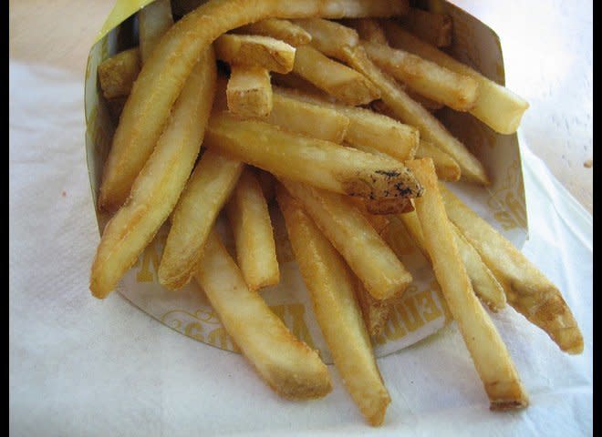 In March 2012, a woman claimed she found a <a href="http://www.huffingtonpost.com/2012/03/29/maggot-in-wendys-fries_n_1388291.html" target="_hplink">live maggot</a> in her fries.    According to Wendy's, the local health department determined that a Noctuid Moth larva, found only in outdoor habitats, was provided to them by the woman as the "maggot." The health department found no evidence of any health violations in follow-up inspections of the Wendy's facility after the woman's claim.    <em>Photo from <a href="http://www.flickr.com/photos/theimpulsivebuy/" target="_hplink">Flickr: theimpulsivebuy</a></em>