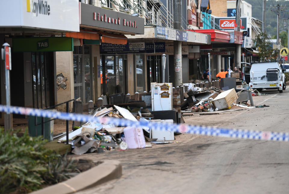 A scene of devastation in the flood affected Lismore, one of the places that will benefit from Aldi's donation.