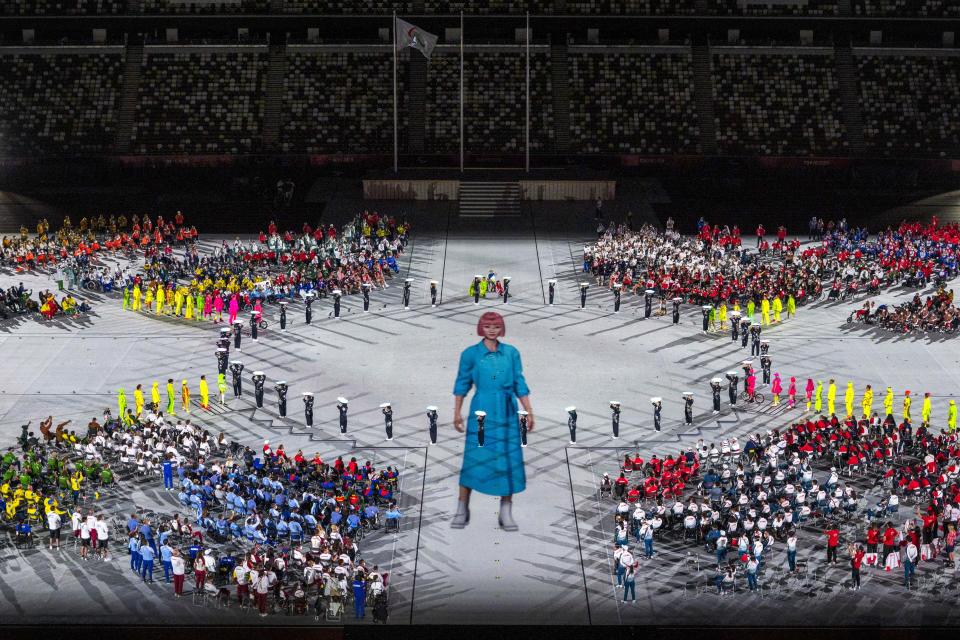 Artists perform during the closing ceremony of the Tokyo 2020 Paralympic Games at the Olympic Stadium in Tokyo on September 5, 2021. (Photo by Charly TRIBALLEAU / AFP) (Photo by CHARLY TRIBALLEAU/AFP via Getty Images)