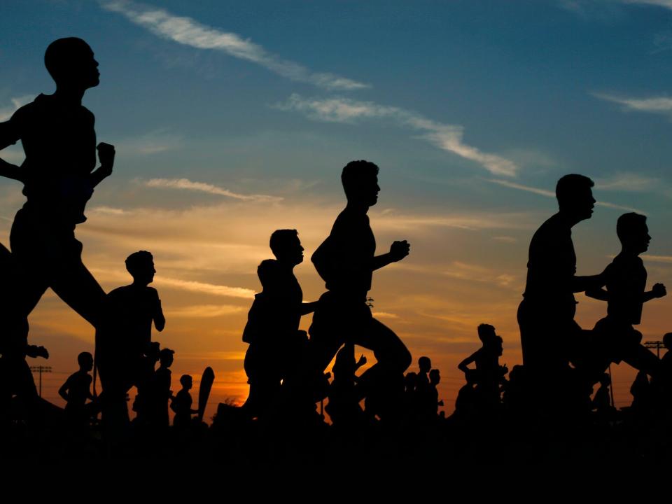 A group of runners in Corona, California.