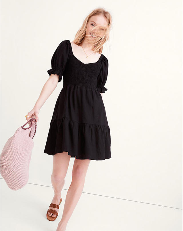 100% European Linen Smocked Mini Dress